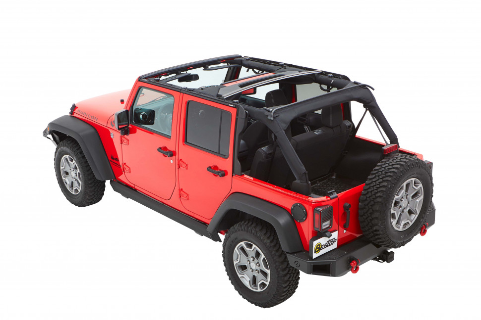 Bestop 5685317 Trektop Soft Top Jeep Wrangler JK 07-18 4 Door (Black Twill)