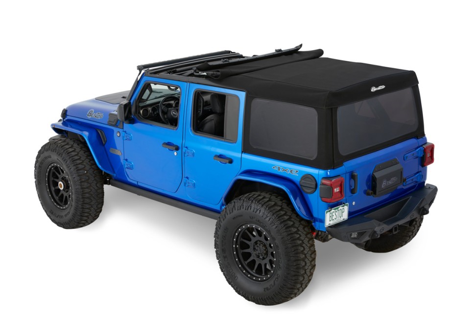 Мягкая крыша Supertop Soft Top Premium Black Twill Jeep Wrangler JL 18-26 4 Door Bestop 5472617