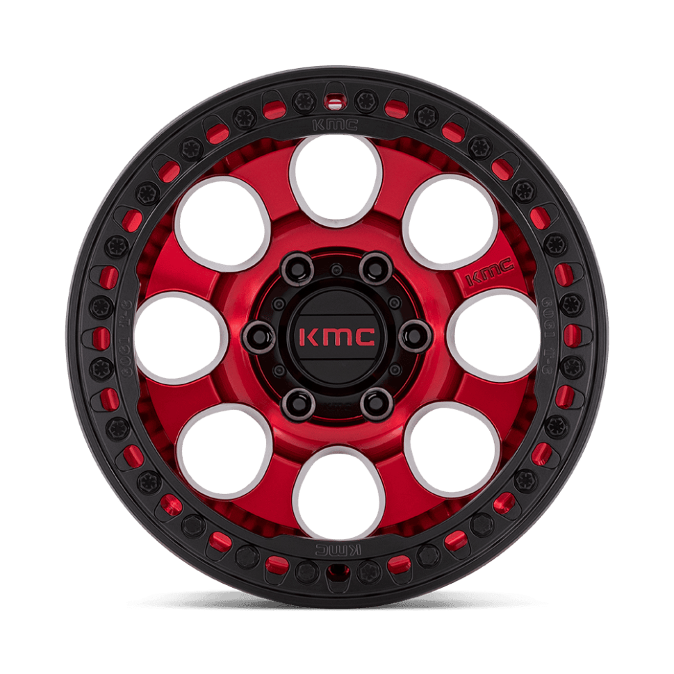 KMC Wheels KM237QB17906012N Riot Beadlock Wheel Candy Red W/Satin Black Ring 17x9 -12