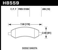 Передние тормозные колодки Dodge Ram 1500 11-24 Hawk Performance HPS HB559F.695