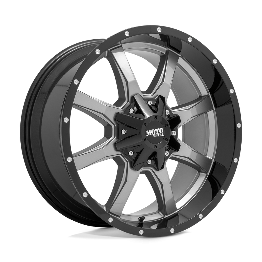 Moto Metal MO97021087424N MO970 Wheel Gloss Gray Center W/Gloss Black Lip 20x10 -24