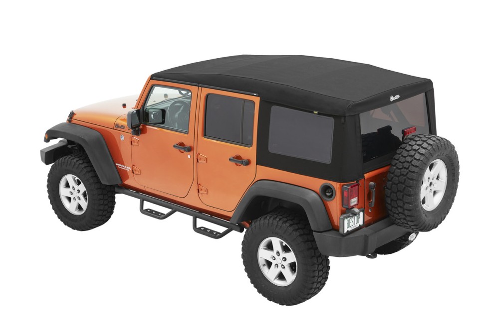 Мягкая крыша Supertop Ultra Soft Top Premium Black Twill Jeep Wrangler JK 07-18 4 Door Bestop 5472417