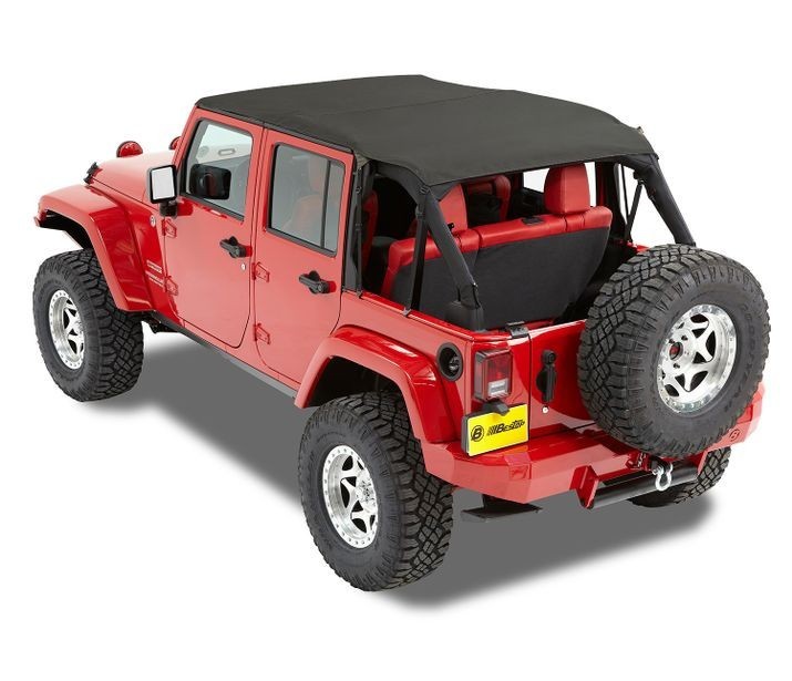 Cable Style Bikini Top Black Diamond Jeep Wrangler JK 10-18 4 Door Bestop 5259435