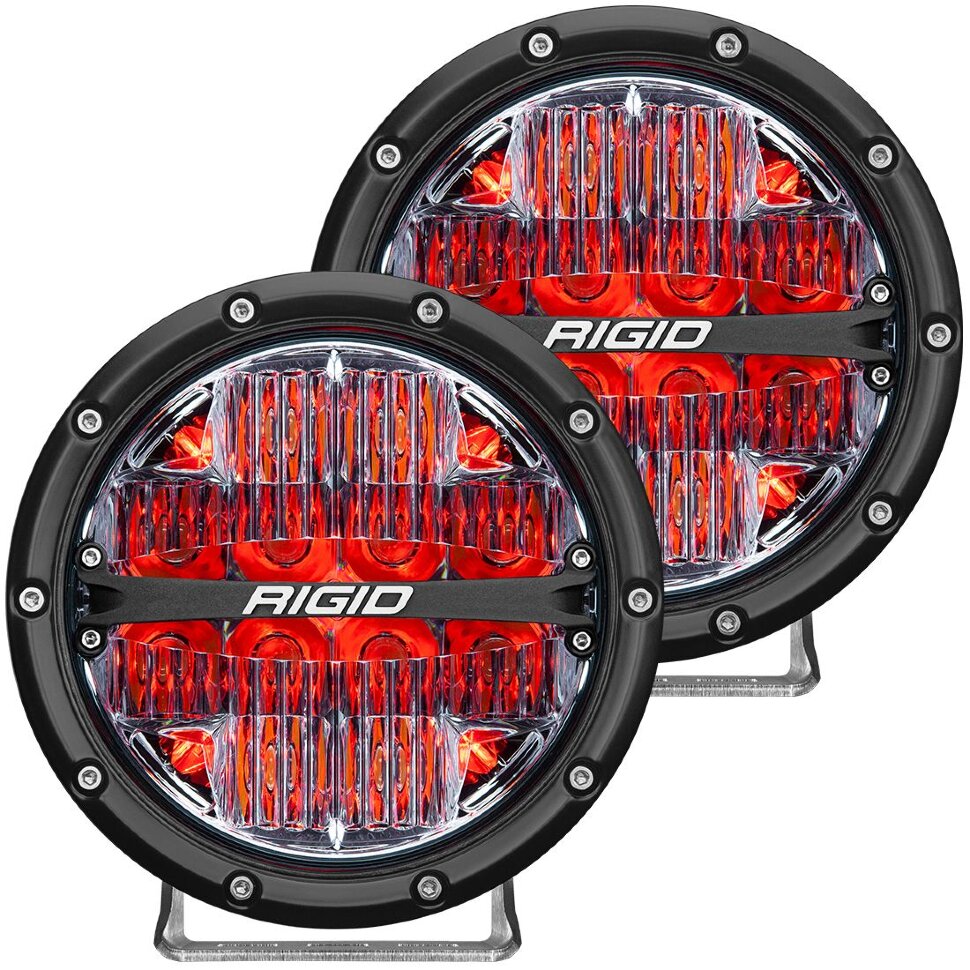 Rigid Industries 36205 360-Series Light (Pair) W/Backlit Red 6" Drive