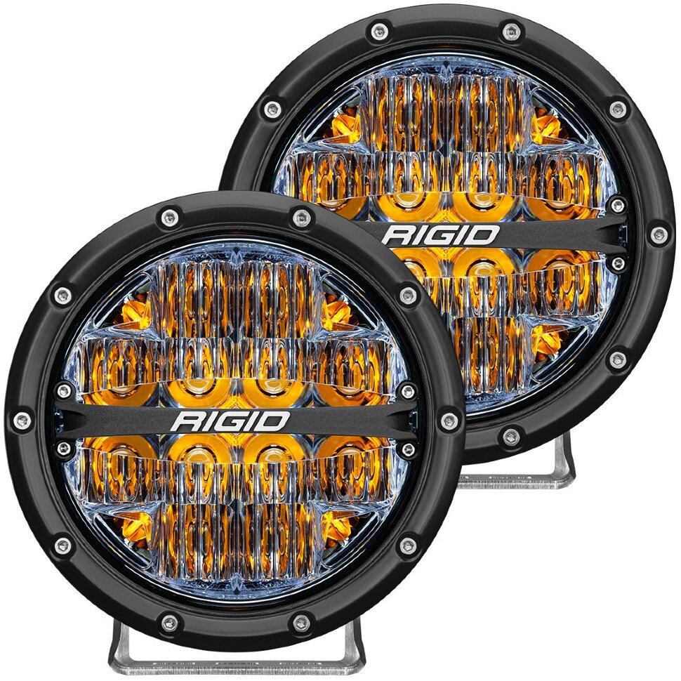 Rigid Industries 36206 360-Series Light (Pair) W/Backlit Amber 6" Drive