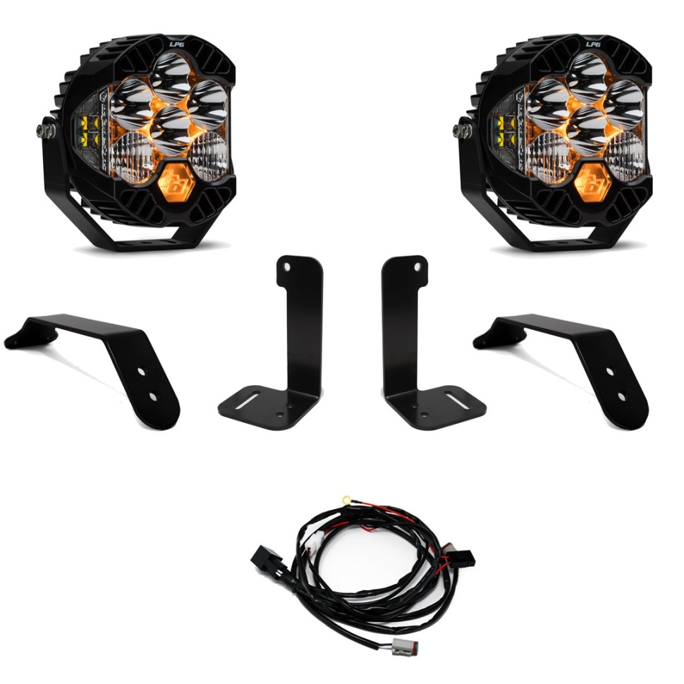 Комплект дополнительных LED фар на бампер Driving/Combo Jeep Wrangler JL/Gladiator JT 18-25 LP6 Pro Baja Designs 447659