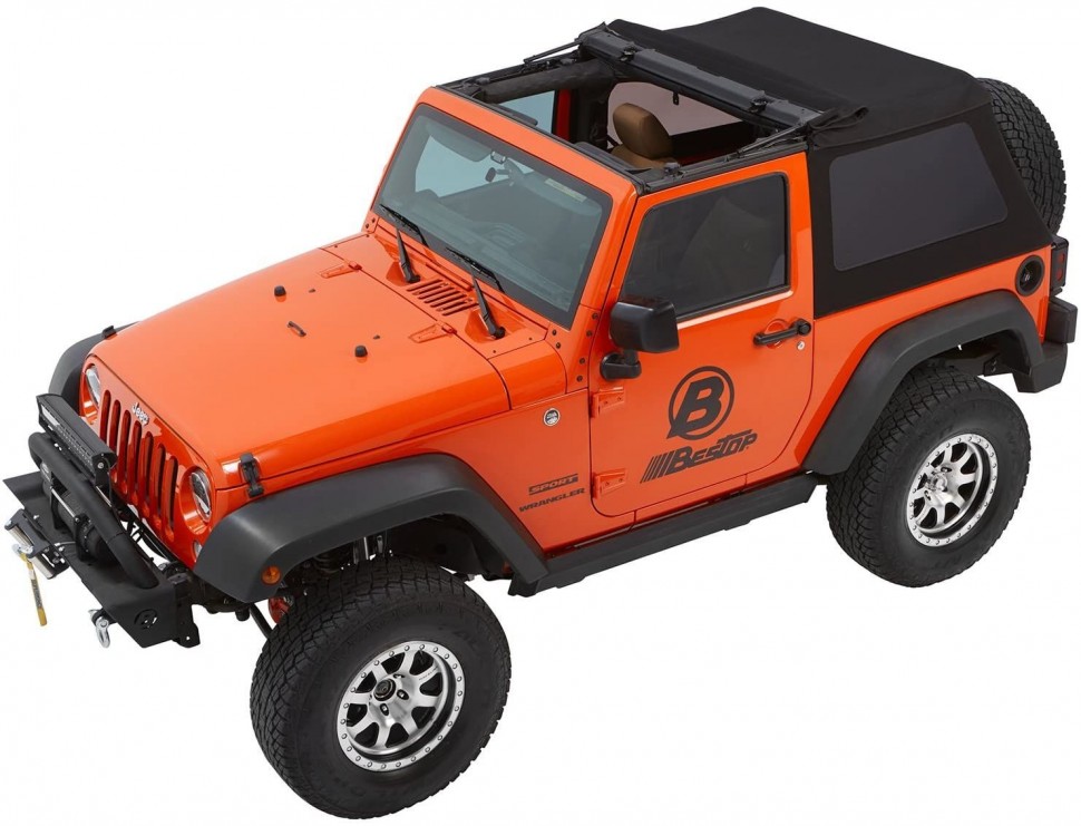 Мягкая крыша софт топ Jeep Wrangler JK 07-18 2 Door (Black Twill) Trektop Glide Bestop 5492217