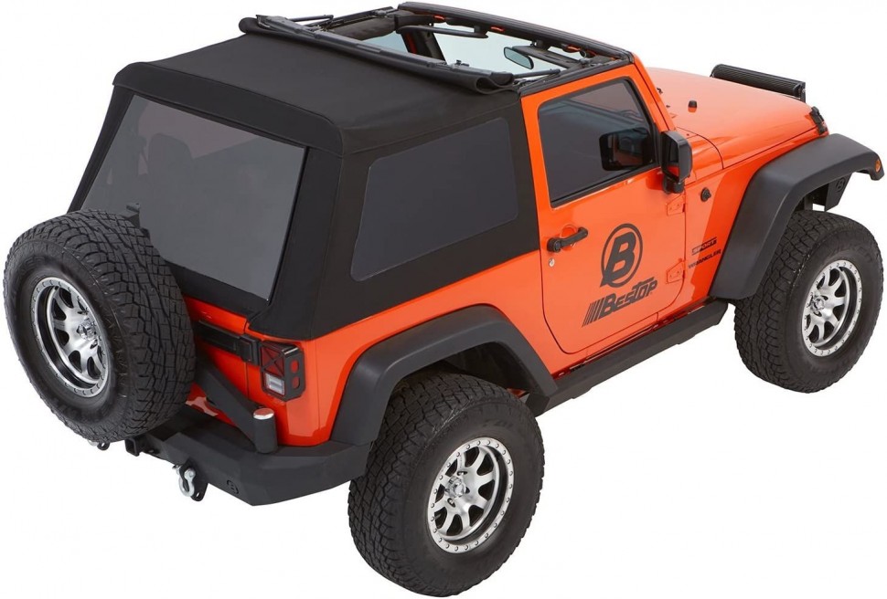 Мягкая крыша софт топ Jeep Wrangler JK 07-18 2 Door (Black Twill) Trektop Glide Bestop 5492217