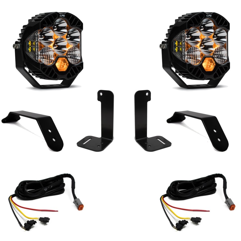 Комплект дополнительных LED фар на бампер Driving/Combo Jeep Wrangler JL/Gladiator JT 18-25 LP6 Pro Baja Designs 447659UP