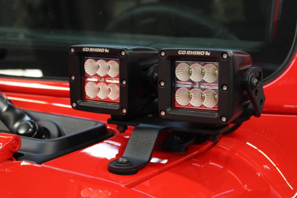 Go Rhino 730230T Windshield Cowl Light Mount Kit 3" Jeep Gladiator JT/Wrangler JL 18-23