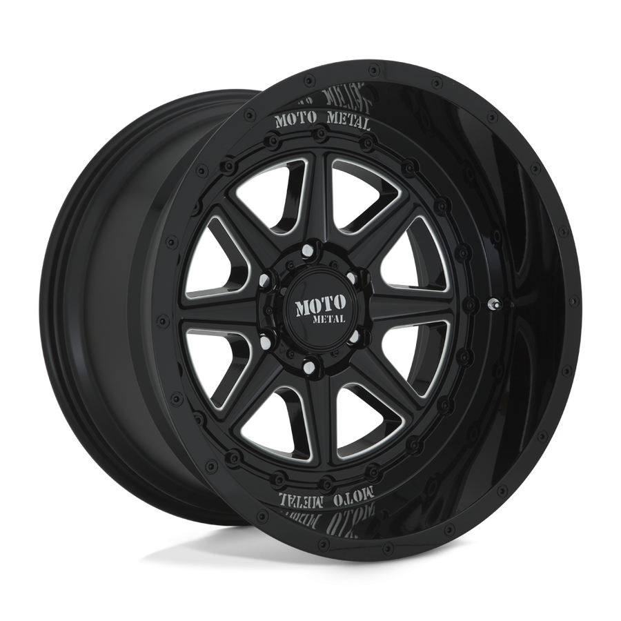 Moto Metal MO80124280344N Phantom Wheel Gloss Black Milled 24x12 -44