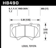Передние тормозные колодки Lexus GX470/GX460/Toyota 4Runner/Sequoia/Tacoma/Tundra/FJ Cruiser 03-24 Hawk Performance HPS HB490F.665