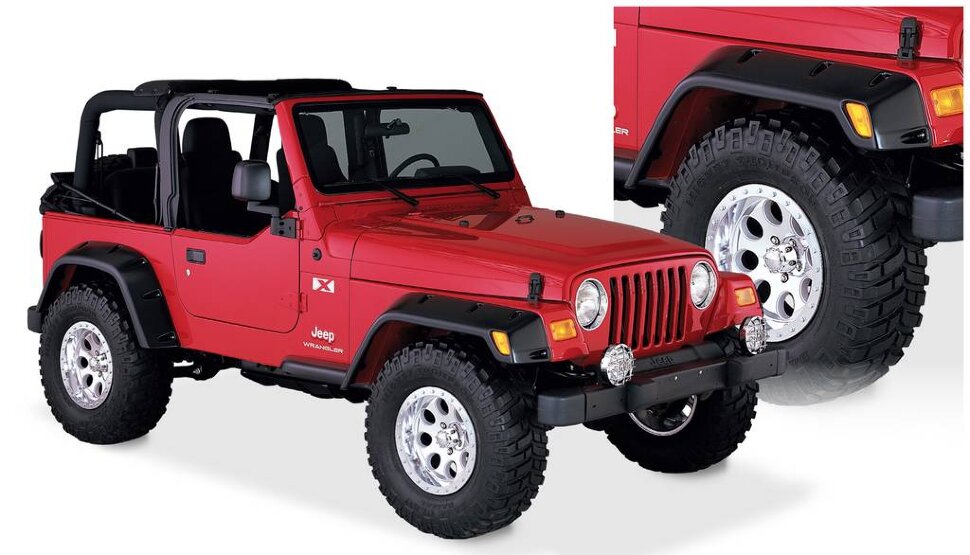 Расширители колесных арок Jeep Wrangler TJ 00-06 к-кт 4 шт. Pocket Style Bushwacker 10908-07
