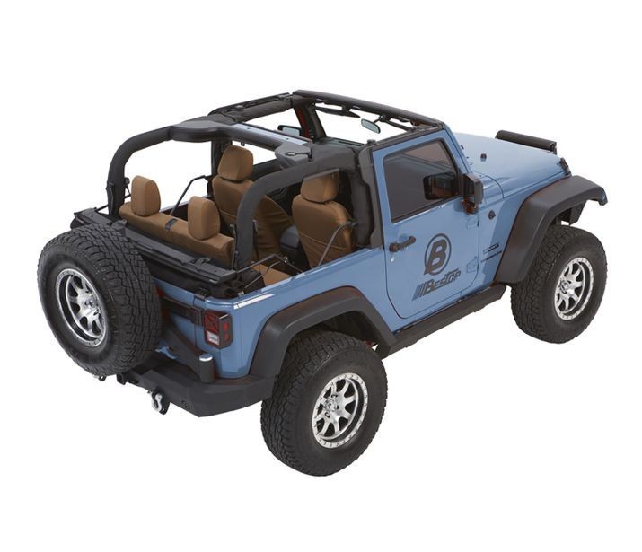 Мягкая крыша Trektop Glide Soft Top Premium Black Twill Jeep Wrangler JK 07-18 2 Door Bestop 5442217