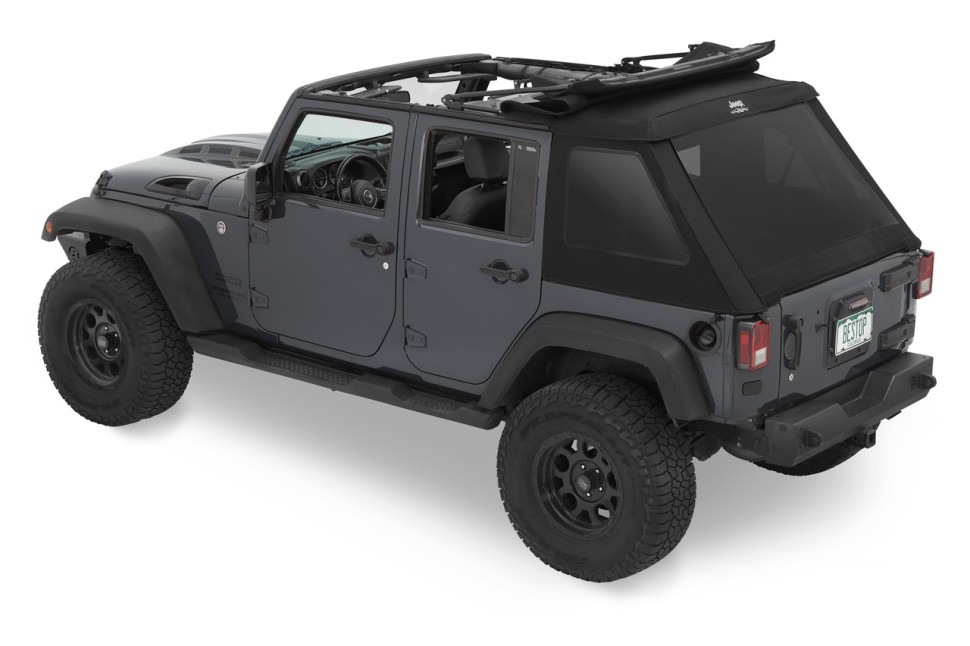 М’який дах Trektop Glide Soft Top Premium Black Twill Jeep Wrangler JK 07-18 4 Door Bestop 5442317