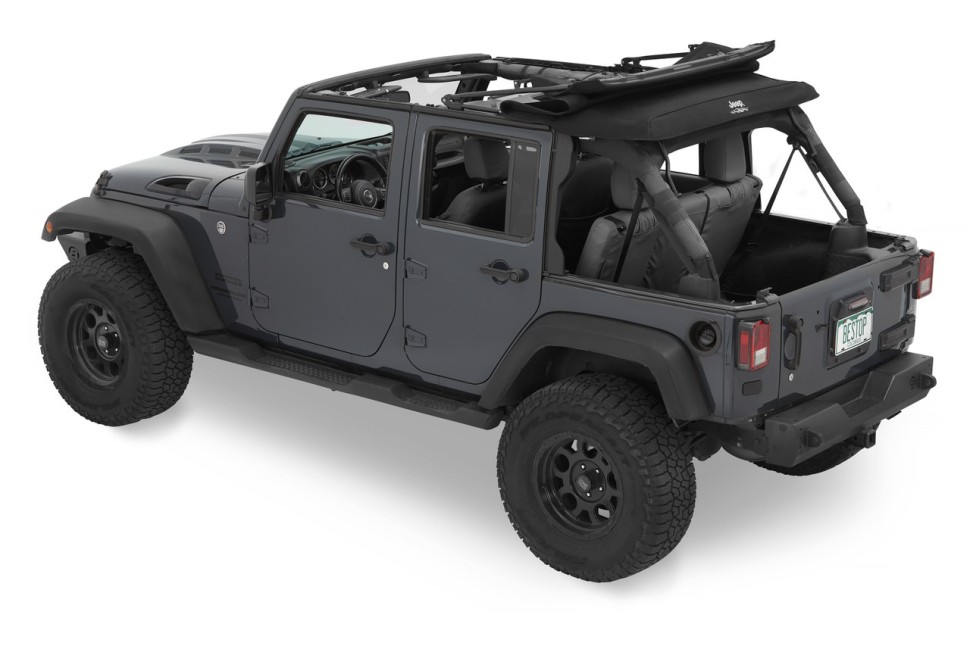 М’який дах Trektop Glide Soft Top Premium Black Twill Jeep Wrangler JK 07-18 4 Door Bestop 5442317