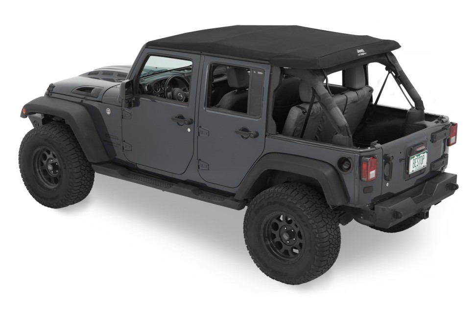 М’який дах Trektop Glide Soft Top Premium Black Twill Jeep Wrangler JK 07-18 4 Door Bestop 5442317