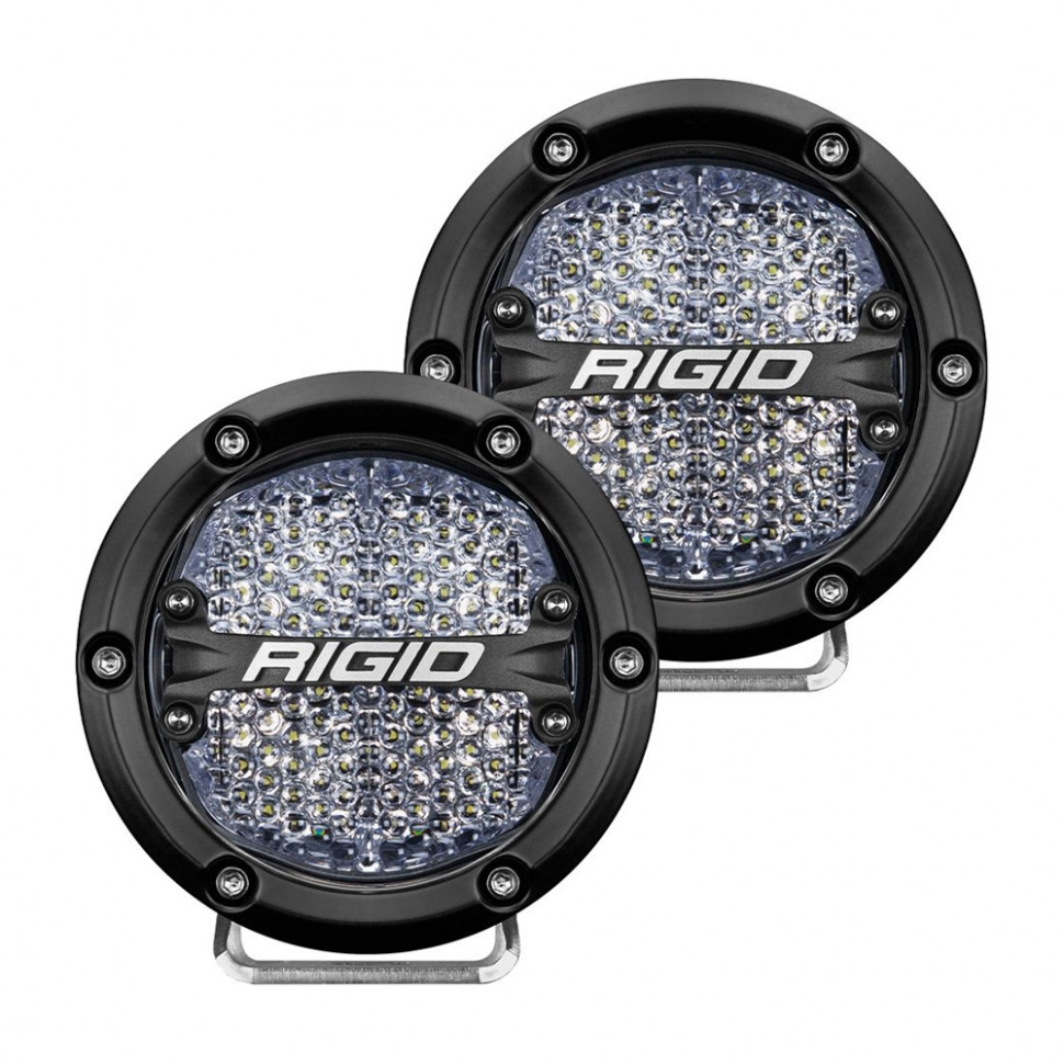 Rigid Industries 36208 360-Series Led Off-Road Light 4 Inch Diffused Beam White Backlight Pair