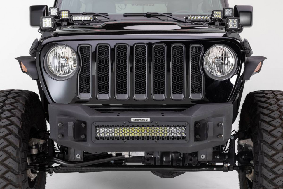Go Rhino 331100T Rockline Stubby Front Winch Bumper Jeep Gladiator JT/Wrangler JK/JL 07-23
