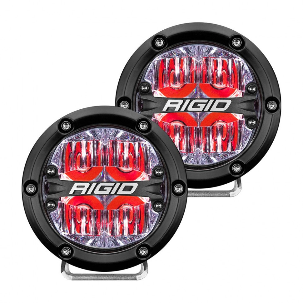 Додаткові led фари 4" Водійське світло червоне підсвічування (пара) 360-Series Rigid Industries 36116
