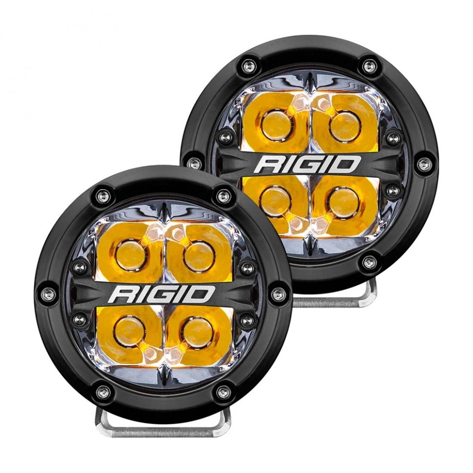 Додаткові led фари 4" Далеке світло бурштинове підсвічування (пара) 360-Series Rigid Industries 36114