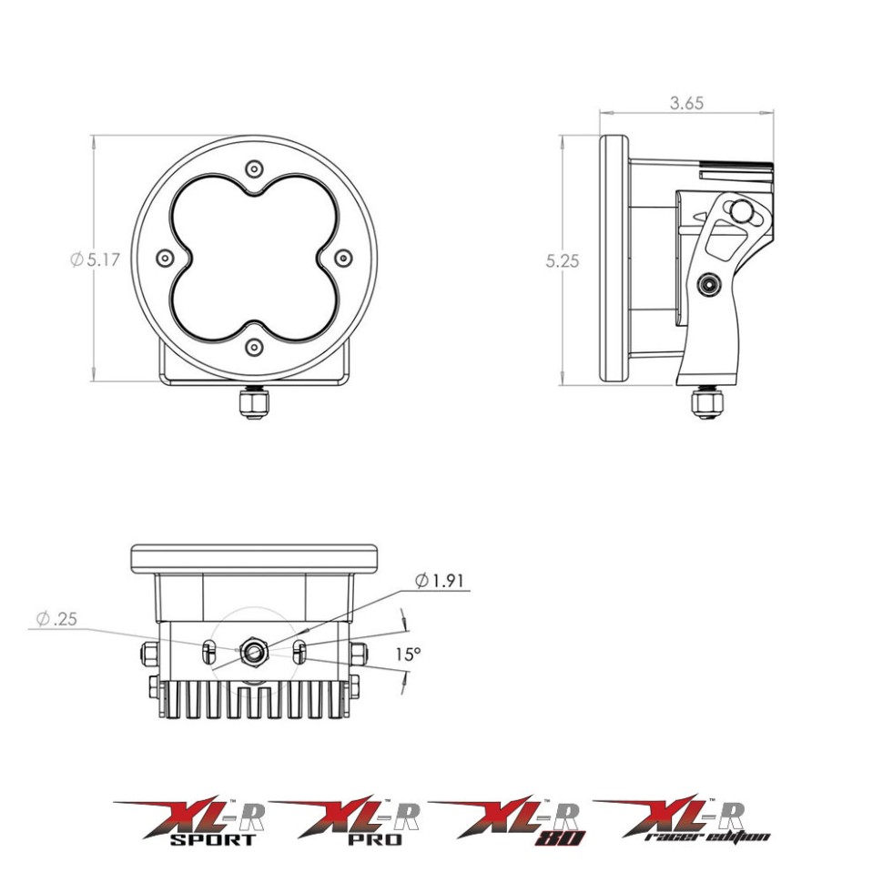 Дополнительная LED фара 5.24x5.24" Spot XL-R Sport Baja Designs 570001
